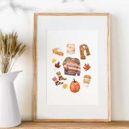 Herbst Sweater Wetter Wasserfarbe Herbst Poster