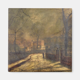 Herbst-Szene, Leeds, 1874 (Öl an Bord) Magnet