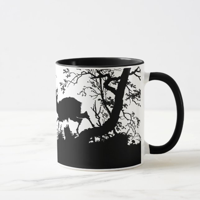 Herbst-Szenen-Rotwild auf einem Abhang in der Tasse (Rechts)