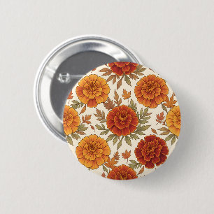 Herbst-Tagetes-Blumenmuster Button