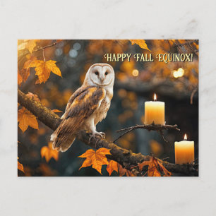 Herbst-Tagundnachtgleiche Mabon Eule und Kerze Feiertagspostkarte