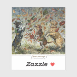 Herbst Tailwag Whimsical Golden Retriever Hunde Öl Aufkleber