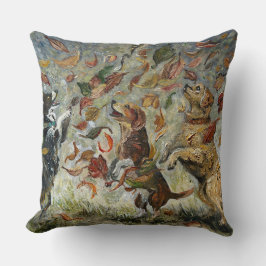 Herbst Tailwag Whimsical Golden Retriever Hunde Öl Kissen