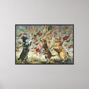 Herbst Tailwag Whimsical Golden Retriever Hunde Öl Leinwanddruck