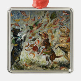 Herbst Tailwag Whimsical Golden Retriever Hunde Öl Ornament Aus Metall