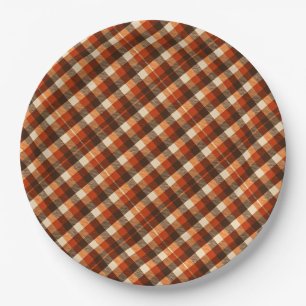 Herbst-Tartan-Karo-Muster Rustikaler Herbst Pappteller