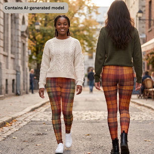 Herbst-Tartan-Karo – Warme Herbst-Karo-Yoga Leggings