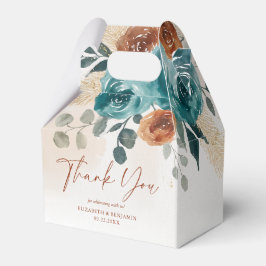 Herbst Teal Gebranntes Orange Boho Pampas Brautpar Geschenkschachtel