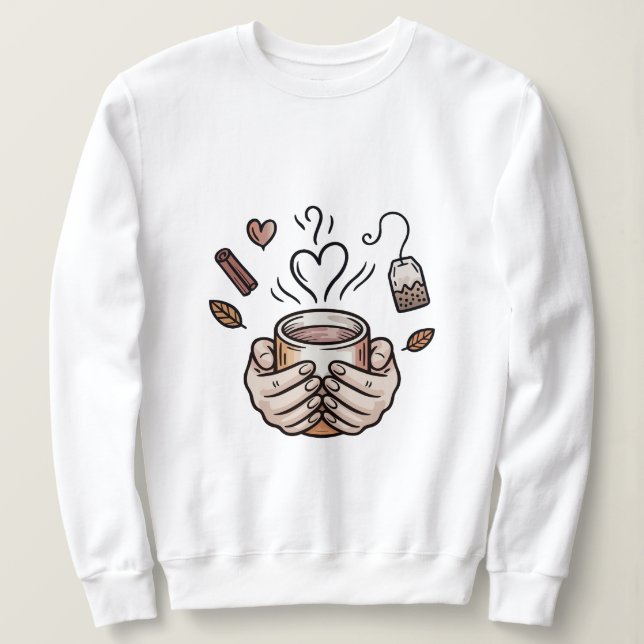 Herbst-Teebecher-Doodle-Illustration Sweatshirt (Design vorne)