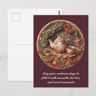 Herbst-Teekanne 3D-Polymer-Ton-Postkarte Postkarte