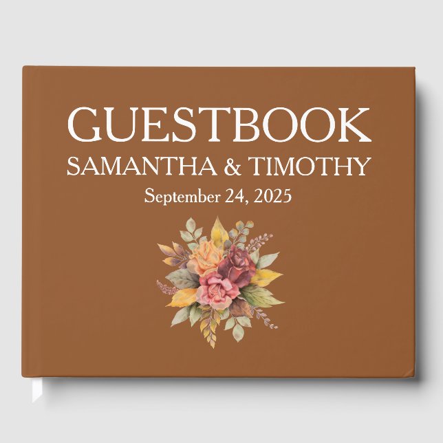 Herbst Terracotta Herbst Rustikale Hochzeit Gästebuch (Vorderseite)