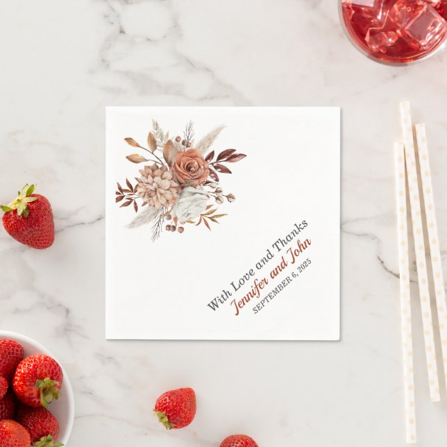 Herbst Terracotta Rustikale Hochzeit Serviette (Beispiel)