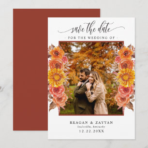 Herbst-Terrakotta-Blumen-Foto Save The Date