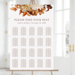 Herbst-Terrakotta-Blumen-Hochzeits-Sitzplan Poster