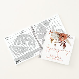 Herbst-Terrakotta-Blumen Thanksgiving-Rezepte Notizbuch