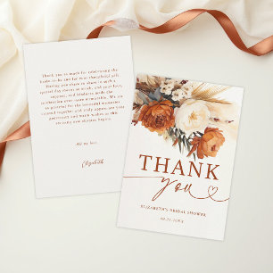 Herbst-Terrakotta-Pampas-Boho-Florales-Braut-Ström Dankeskarte
