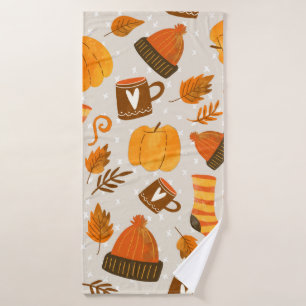 Herbst Thema Nahtloses Muster Tile Badehandtuch