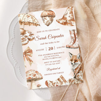 Herbst Toile De Jouy Wald Thema Baby Shower Einladung
