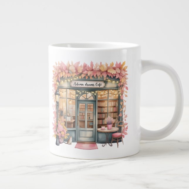 Herbst-Traum Café-Tasse — Gemütliche Blumenbuchhan Jumbo-Tasse (Rechts)