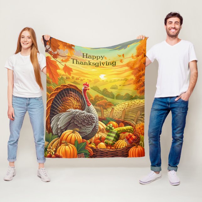 Herbst Türkei Pumpkins Erntedank Fleece Blanket (Beispiel)