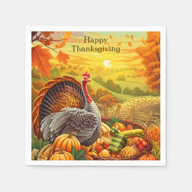 Herbst Türkei Pumpkins Erntedank Napkins Serviette (Vorderseite)