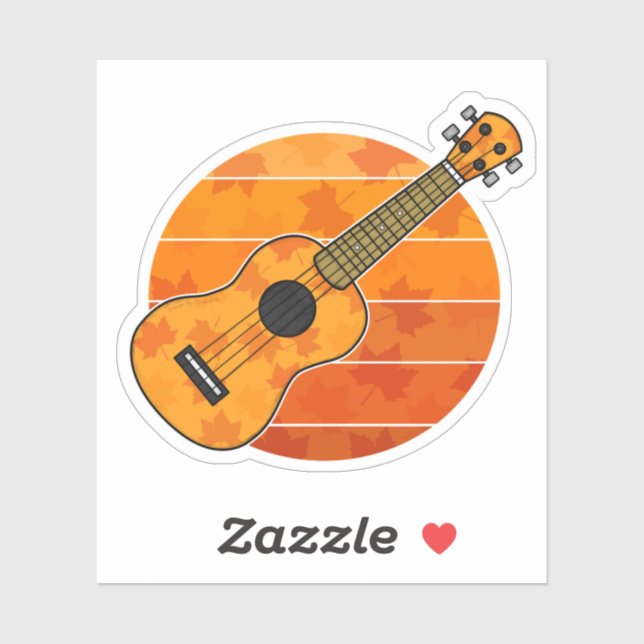 Herbst Ukulele Uke Player Herbst Erntedank Aufkleber (Blatt)