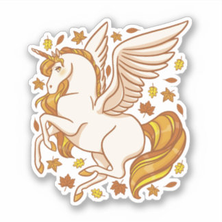 Herbst Unicorn Aufkleber
