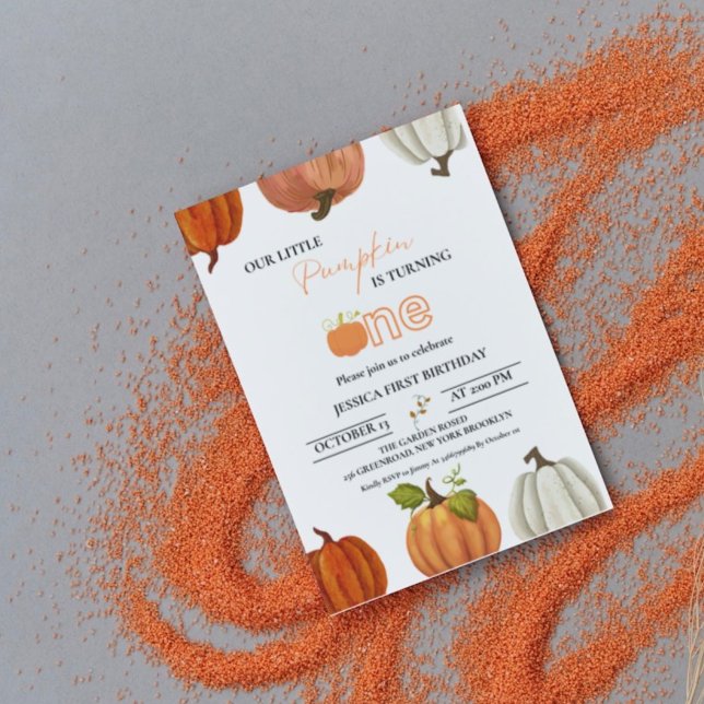 Herbst unser kleiner Kürbis, der einen ersten Gebu Einladung (Von Creator hochgeladen)