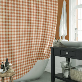 Herbst verbranntes Orange Gingham-Muster Herbst Ka Duschvorhang