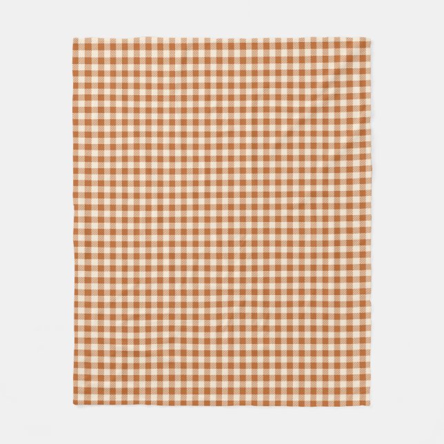 Herbst verbranntes Orange Gingham-Muster Herbst Ka Fleecedecke (Vorderseite)