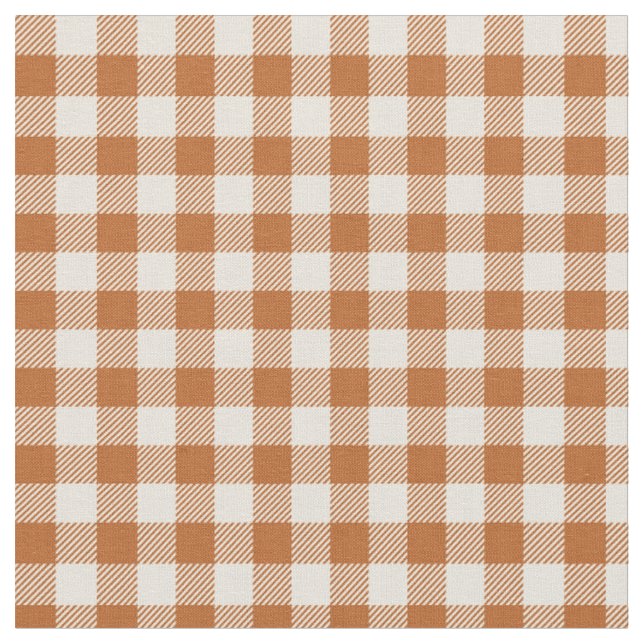Herbst verbranntes Orange Gingham-Muster Herbst Pl Stoff (Nahaufnahme)