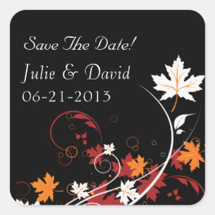 Herbst verlässt abstraktes Wedding Save the Date Quadratischer Aufkleber