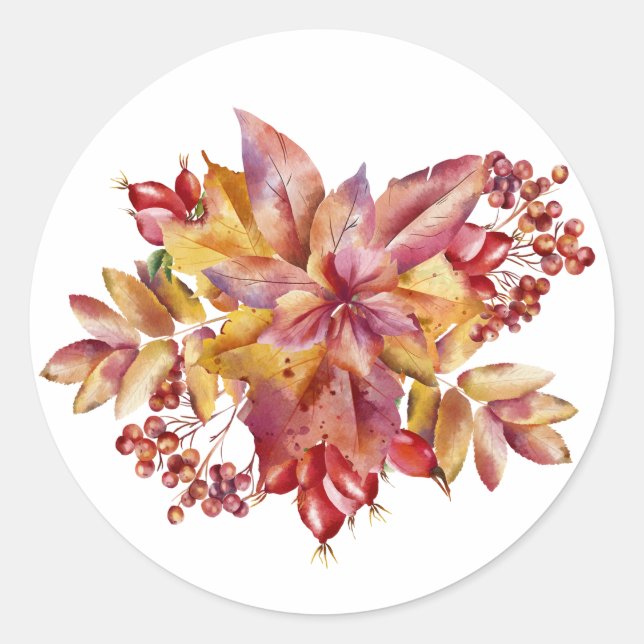 Herbst verlässt Blume Set Runder Aufkleber (Vorderseite)