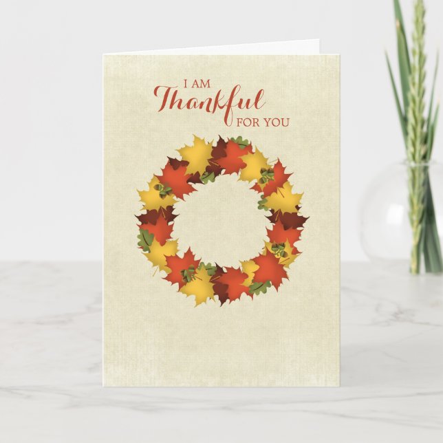 Herbst verlässt ErntedankWreath Feiertagskarte (Vorderseite)