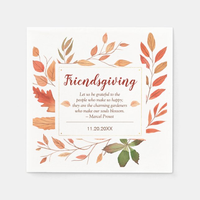Herbst verlässt Friendsgiving Erntedank Dinner Serviette (Vorderseite)