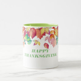 Herbst verlässt glücklichen Erntedank Zweifarbige Tasse