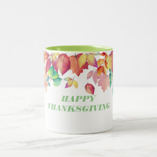 Herbst verlässt glücklichen Erntedank Zweifarbige Tasse