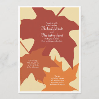 Herbst verlässt Hochzeitseinladung - Orangen Einladung