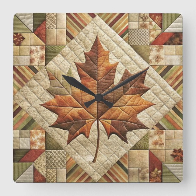 Herbst verlässt Wall-Uhr Quadratische Wanduhr (Vorderseite)