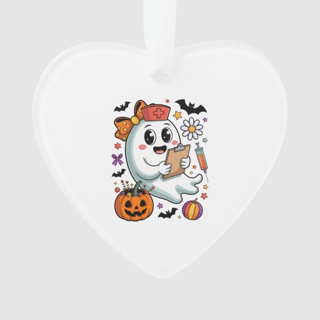Herbst Vibes Ghost Nurse Herbst Ornament (Vorderseite)