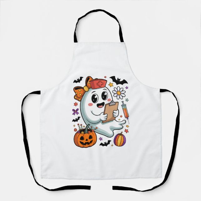 Herbst Vibes Ghost Nurse Herbst Schürze (Vorderseite)