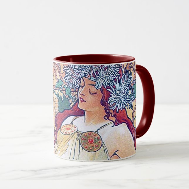 Herbst (vier Jahreszeiten), Alphonse Mucha Tasse (VorderseiteRechts)