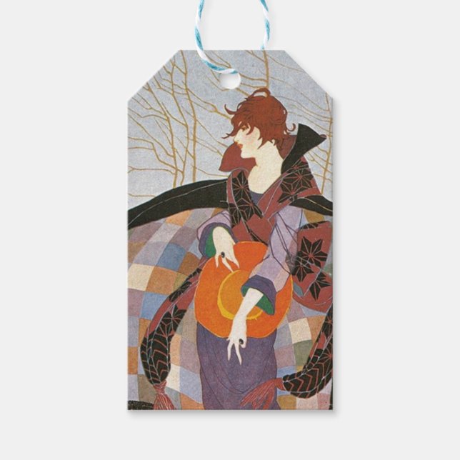 Herbst Vintag Fashion Illustration, Januar 1919 Geschenkanhänger (Vorderseite)