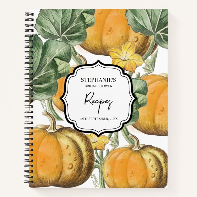 Herbst Vintage Pumpkins Brautparty Rezept Notizbuch (Vorderseite)