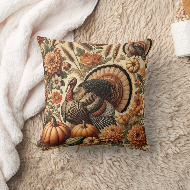 Herbst Vintager Blumenpumpen Türkei Kissen (Decke)