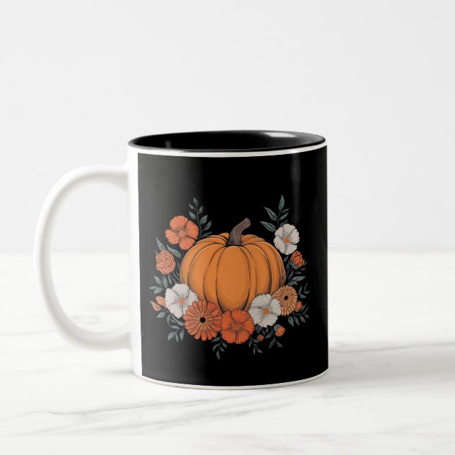Herbst Vintager Pumpkin Herbst Erntedank Zweifarbige Tasse (Links)