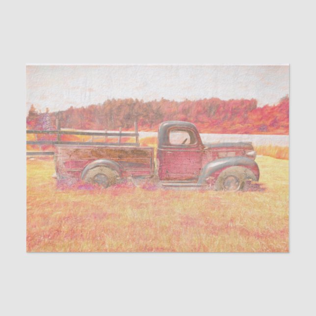 Herbst Vintager Retro-Rustikaler Truck Seidenpapier (Vorderseite)