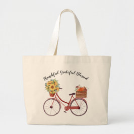 Herbst. Vintages Fahrrad mit Pumpkins, Sonnenblume Jumbo Stoffbeutel