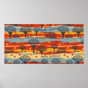 Herbst Vintages nahtloses Baummuster, Ahorn Poster