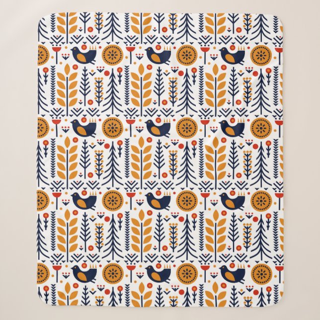 Herbst-Vogel-Volkskunst-Muster Sherpadecke (Vorderseite)